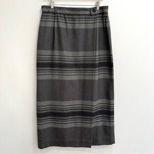 Vintage Lauren Ralph Lauren Wool Gray Wrap Skirt Maxi Blanket Skirt Size 14